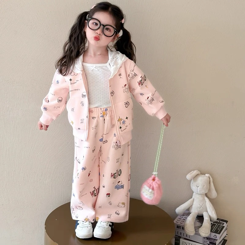 女童套装春秋2025新款儿童洋气时髦女宝宝运动休闲两件套秋装