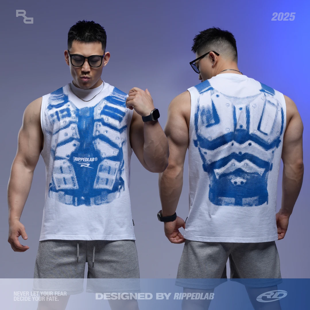 RIPPED撕裂组织夏季原创纯棉运动美式机甲健身背心坎肩无袖宽松