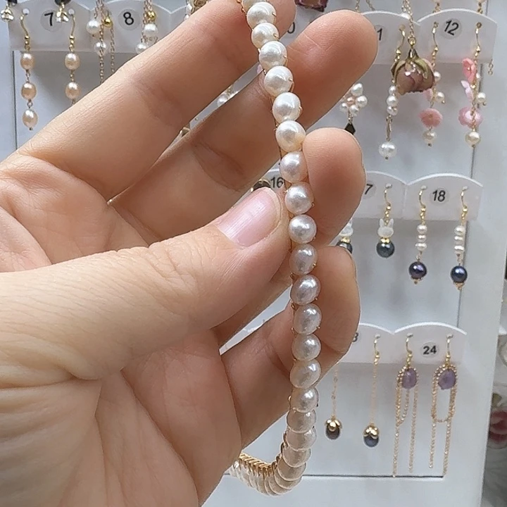 淡水珍珠耳饰银S925镶嵌