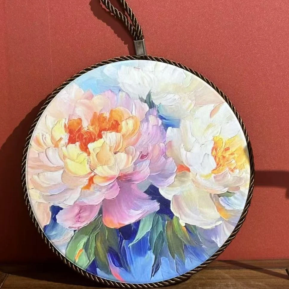 小清新水墨大号七彩蔷薇茶盘家用精美精致圆形可悬挂-G2932