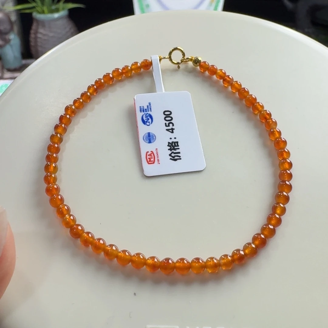未镶嵌手链翡翠高冰红翡小米珠3.1mm