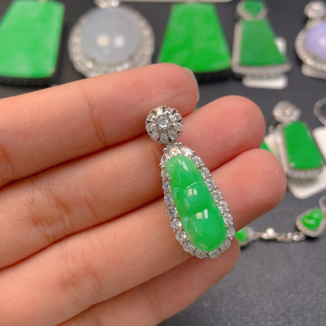 翡翠银S925镶嵌吊坠(不含链)