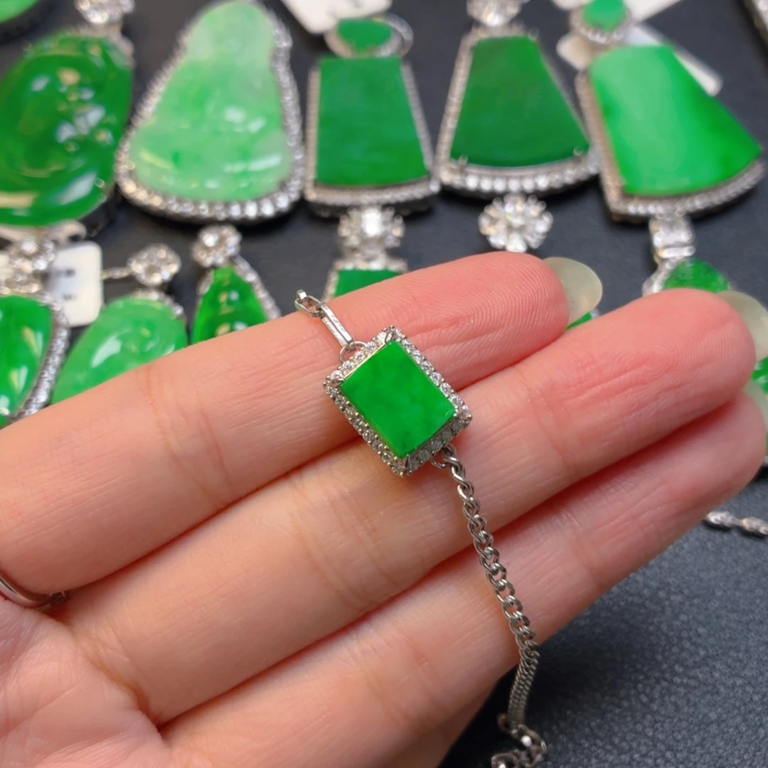 翡翠银S925镶嵌吊坠(不含链)