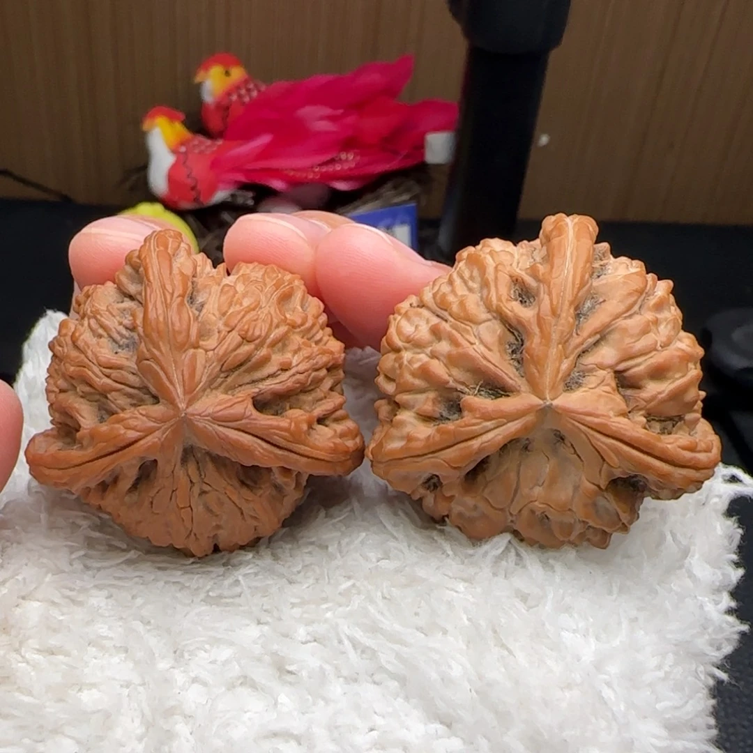 把件文玩核桃白狮子三棱全品38