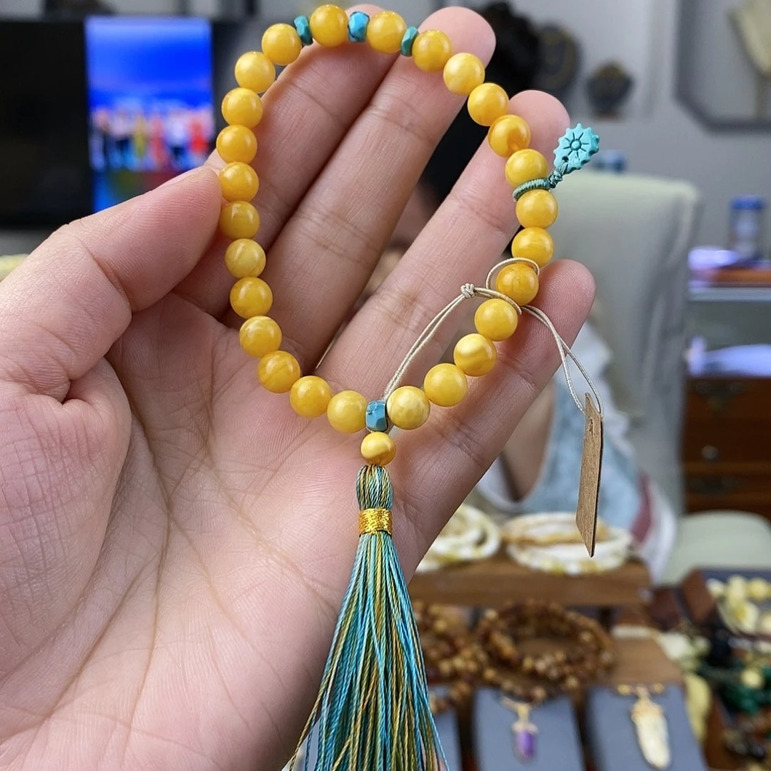 蜜蜡珠宝奇石未镶嵌蜜蜡手串6.8mm