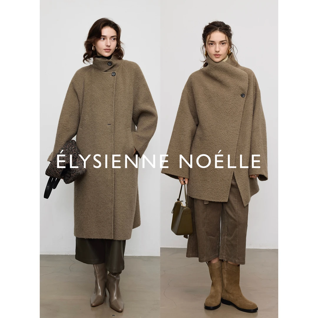 【EN】阿尔巴卡之巅大衣 韩国进口小羊驼毛美利奴羊毛双面呢QWA3052