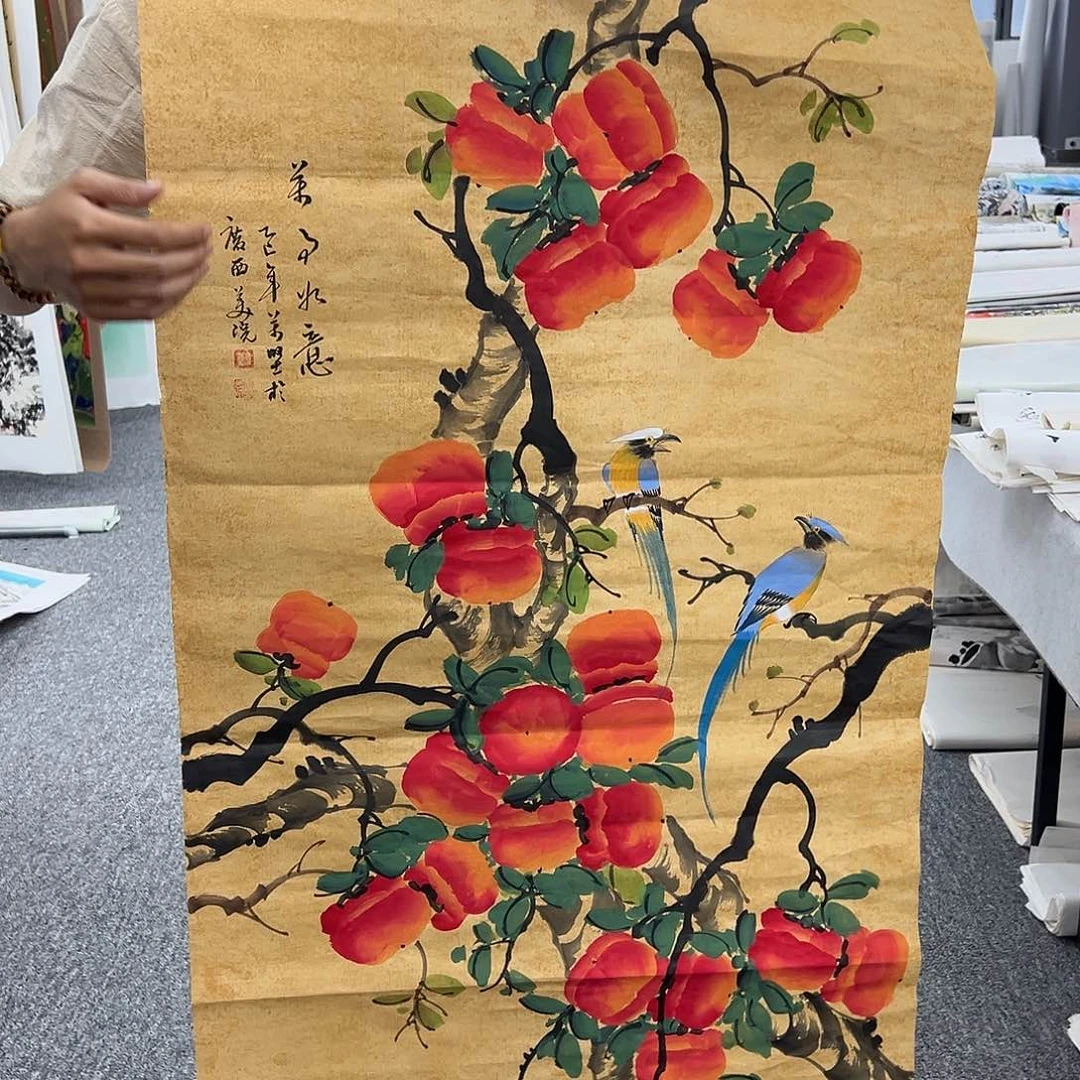 国画卖字画的小男孩