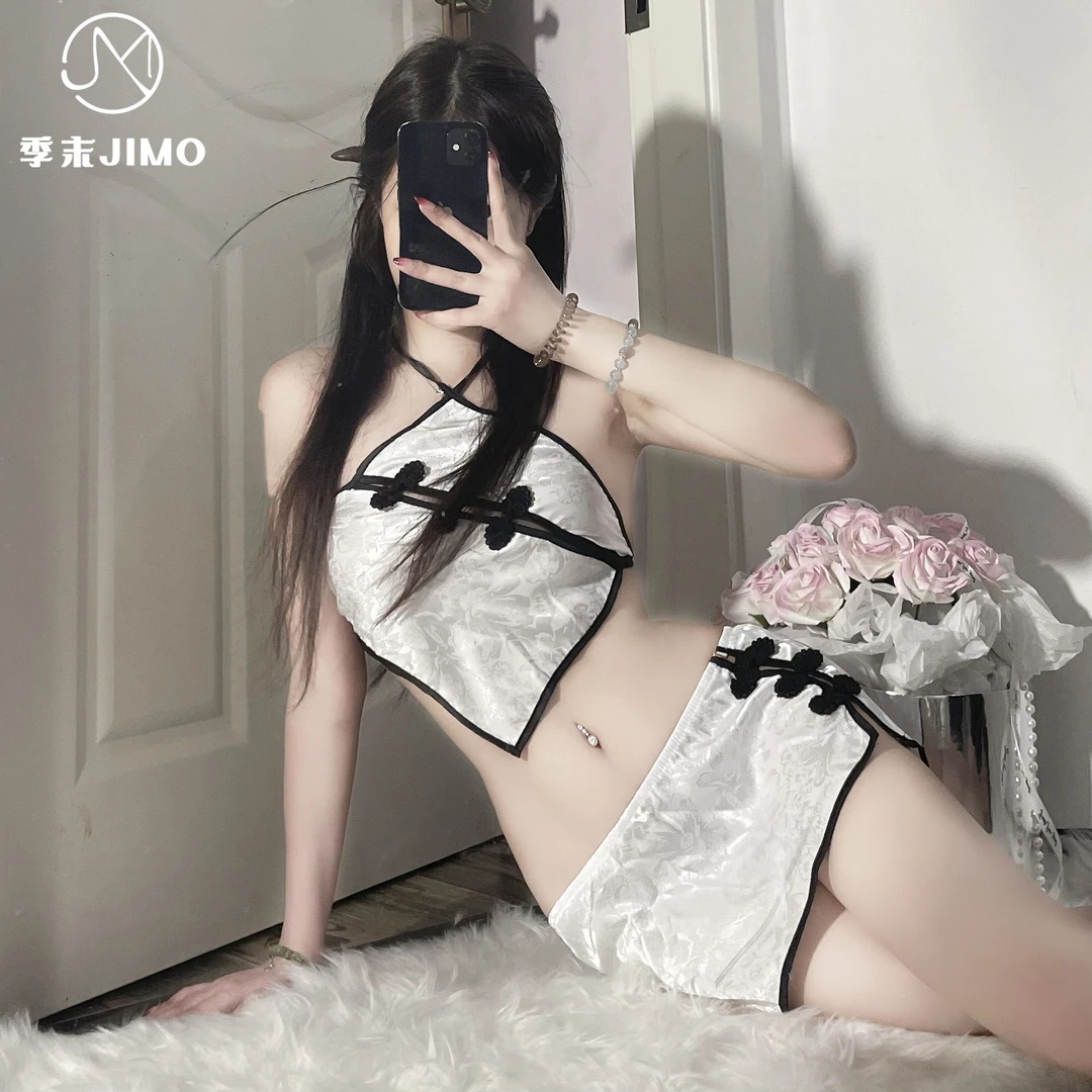 情趣内衣性感肚兜挂脖旗袍火辣露背诱惑复古盘扣制服套装一件代发