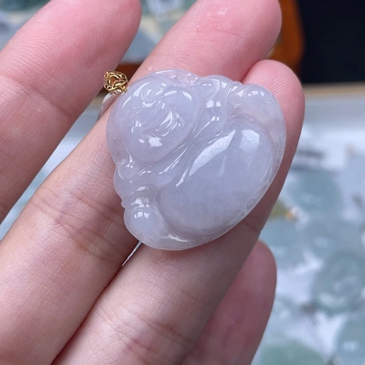 翡翠18K金镶嵌颈饰?*心佛公