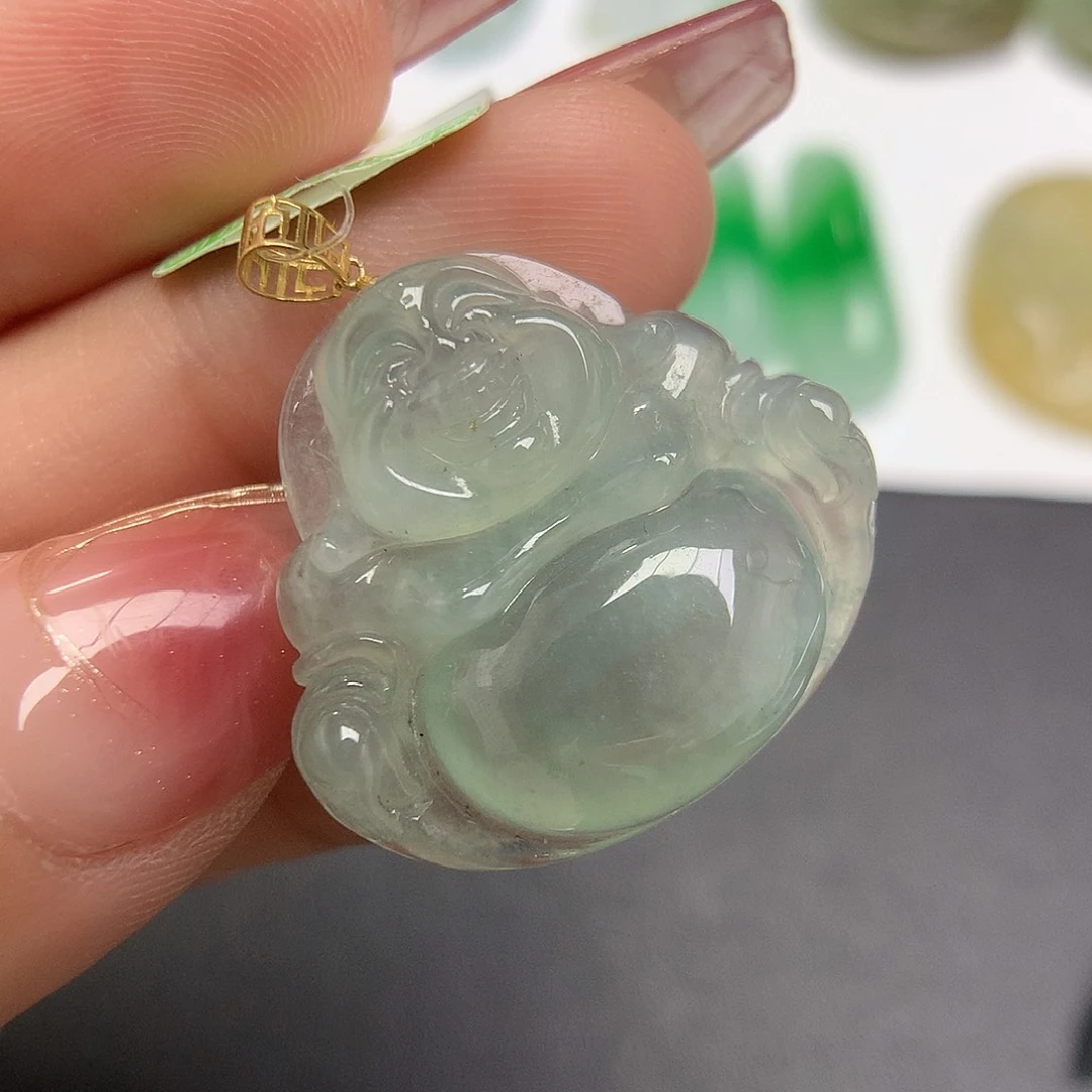 翡翠颈饰18K金镶嵌佛公