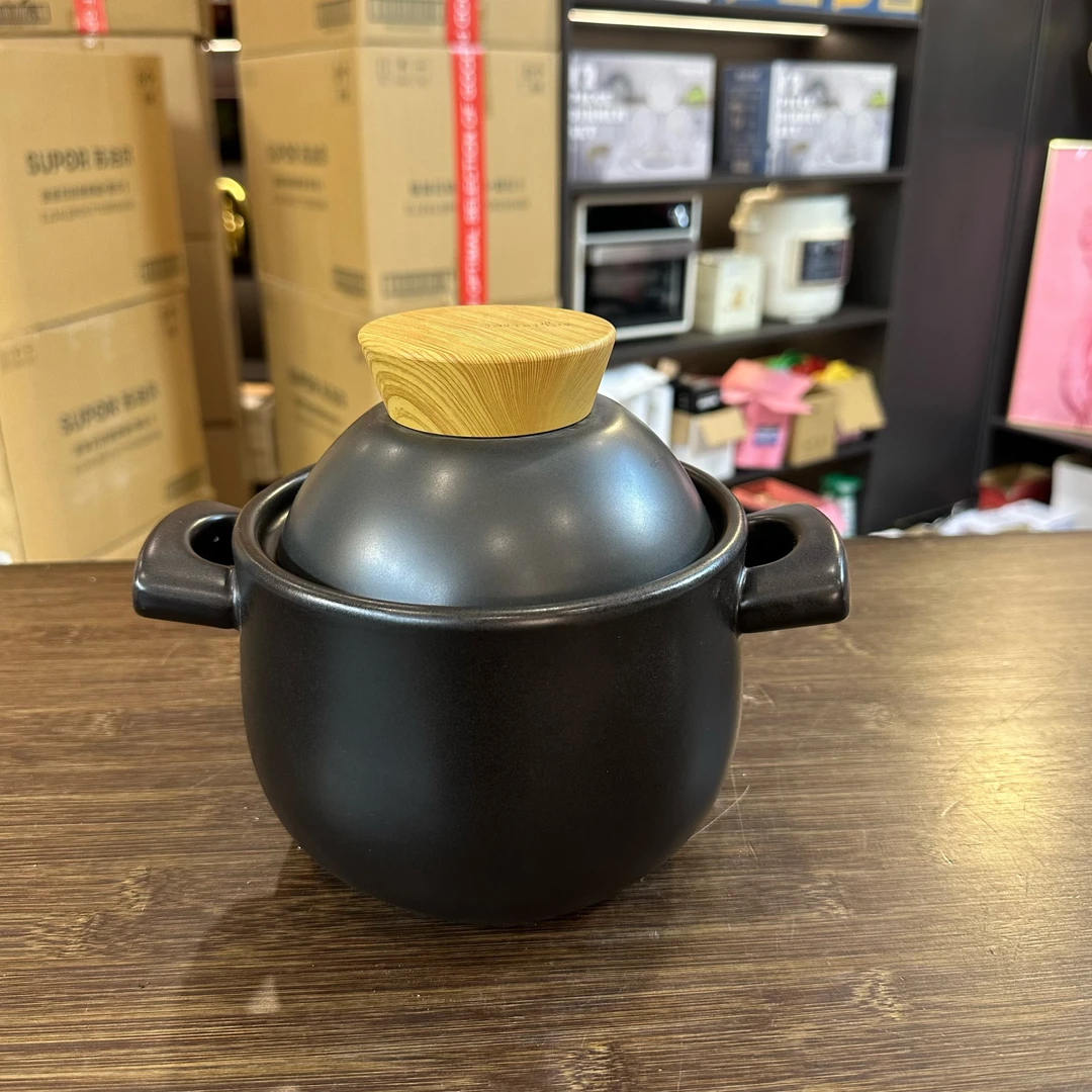 悦味1.6L盖变碗设计防裂炖煮砂锅大肚小口家用砂锅煲