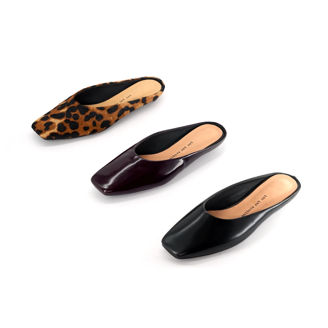 【小刚懂鞋】2025款春夏气质平底拖鞋小方头百搭软底包头半拖5609-3