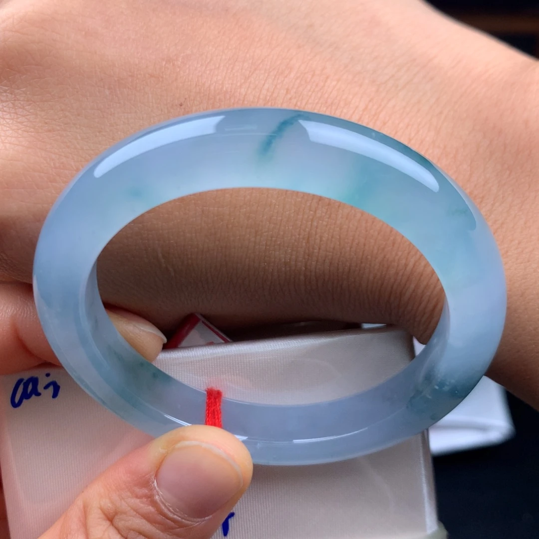 翡翠未镶嵌手镯冰紫莫奈花园