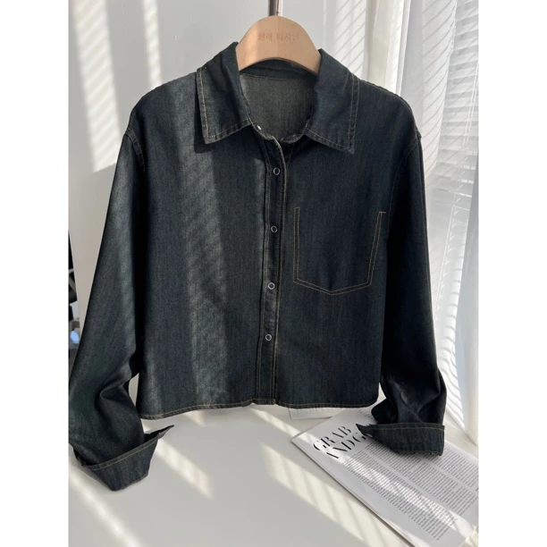 CSF-9423韩国原单东大门韩系设计感假口袋百搭休闲牛仔开衫上衣