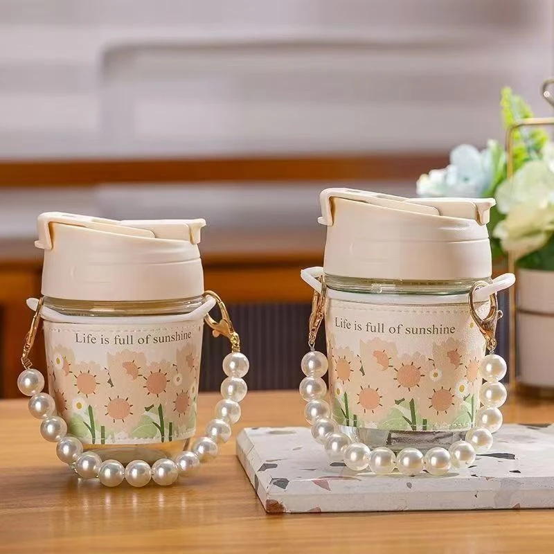 手链杯子ins高颜值玻璃杯水杯玻璃吸管双饮杯胖胖伴杯伴手礼