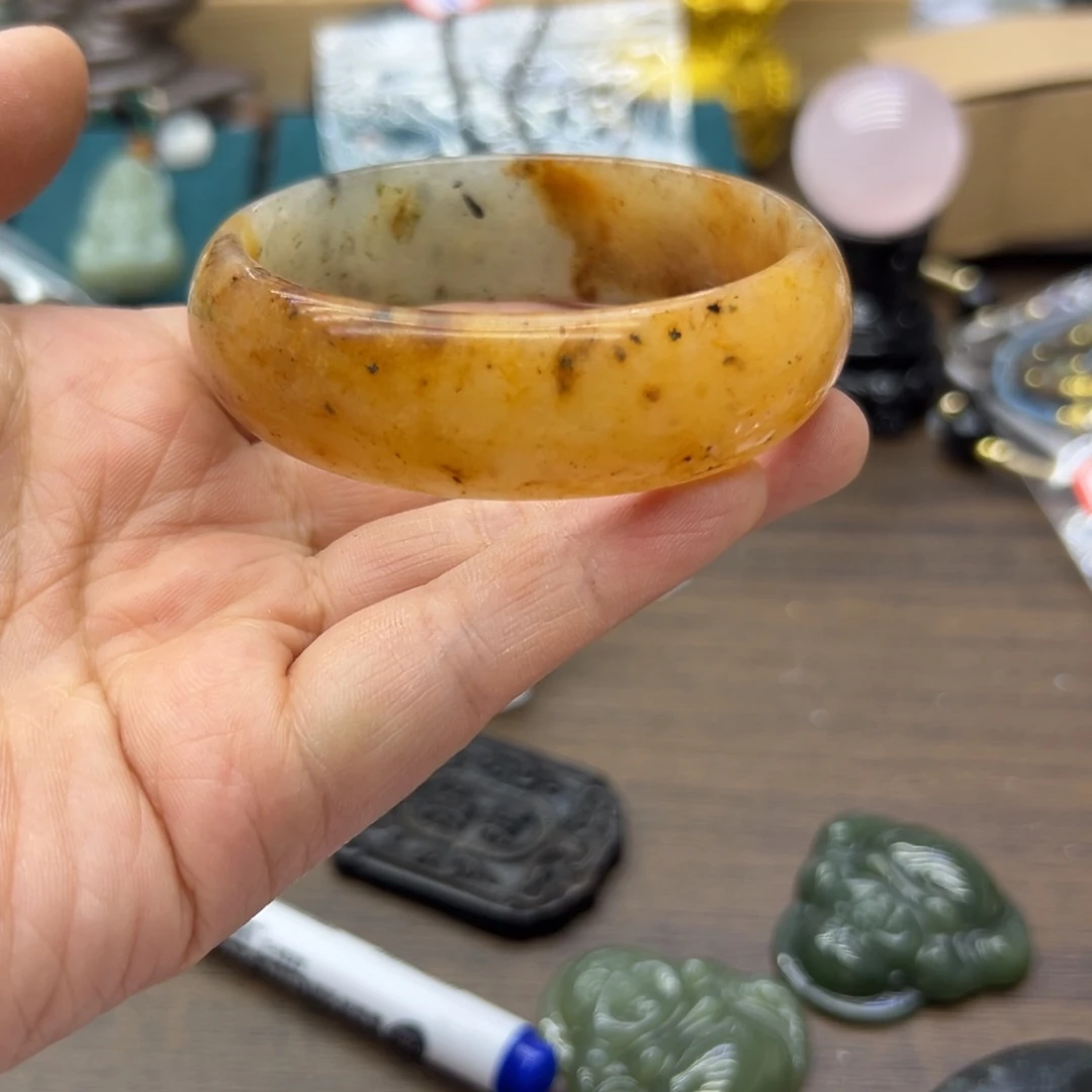 石英质玉（金丝玉）未镶嵌手镯59.8圈围66