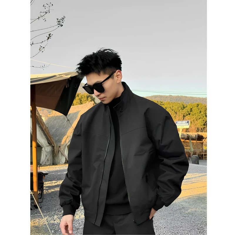 LIMU春款美式教练夹克三防镀膜立领休闲纯色飞行夹克百搭外套5773