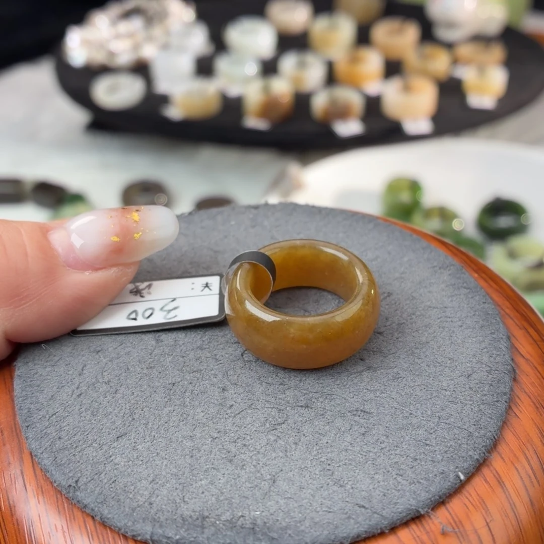 和田玉（糖玉）未镶嵌戒指S81咖糖轮胎16.2