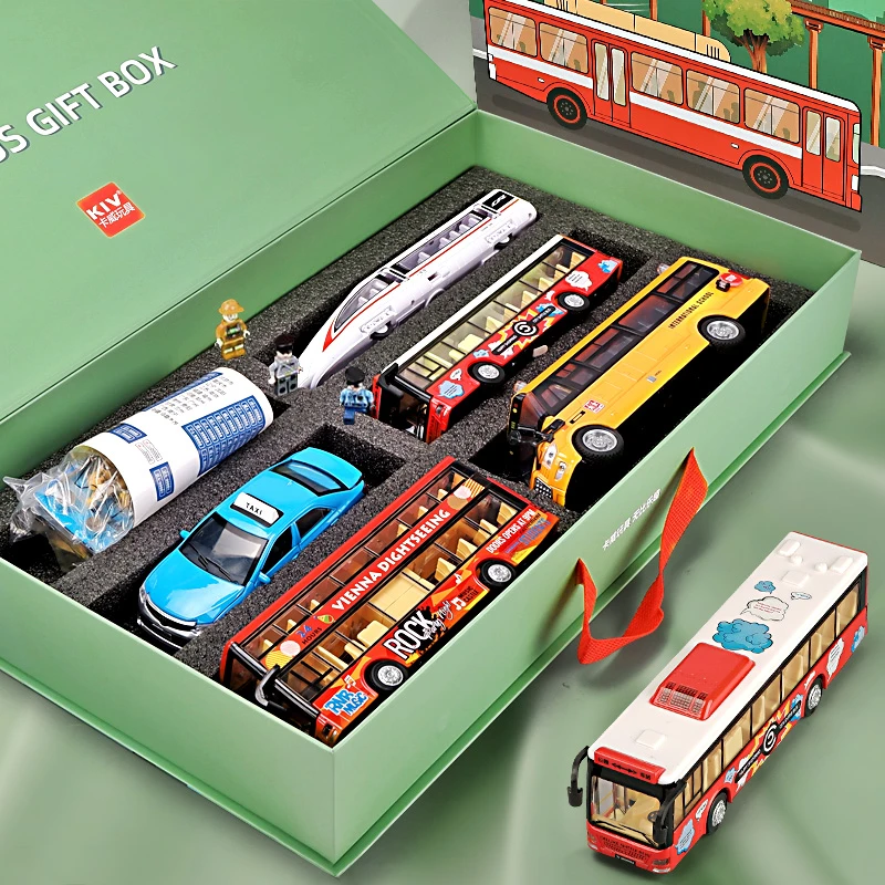 双层巴士公交车玩具儿童3-6岁仿真出租车合金小汽车模型地铁男孩