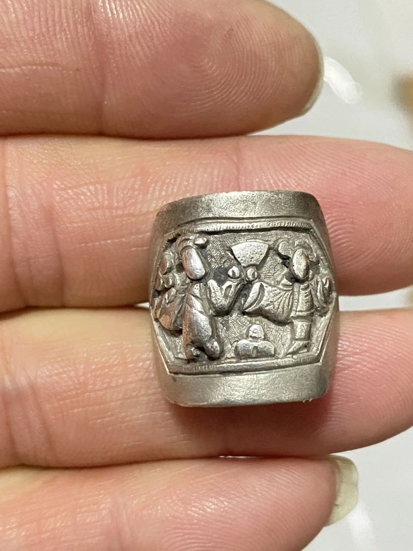 足银戒指 老银戒指 人物老银戒指