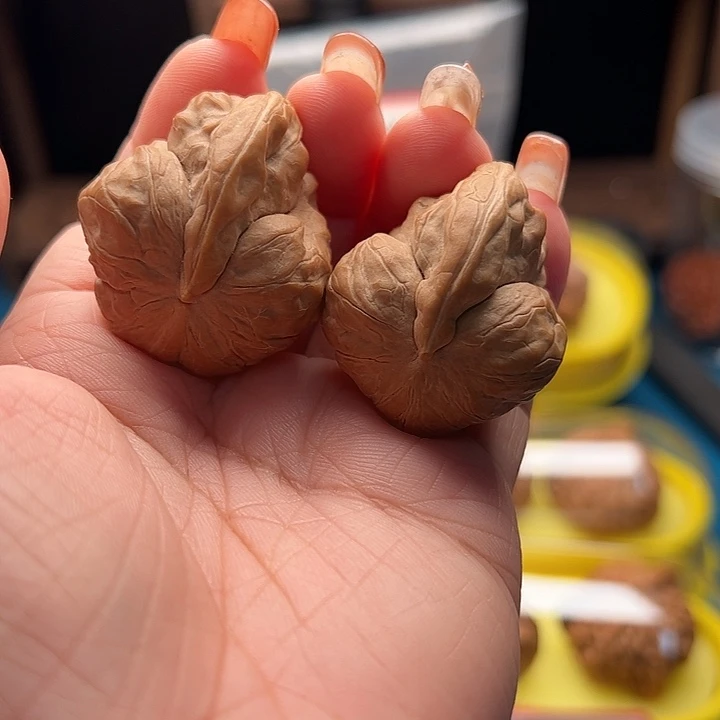 吊坠文玩核桃玉蟾异型小鸟 全品 子母对