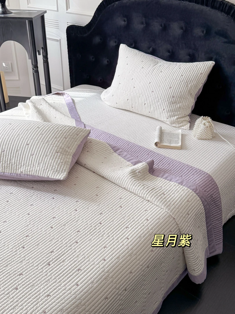 新品 韩国星空床盖双面可用莫代尔刺绣床盖三件套凉感防滑春夏