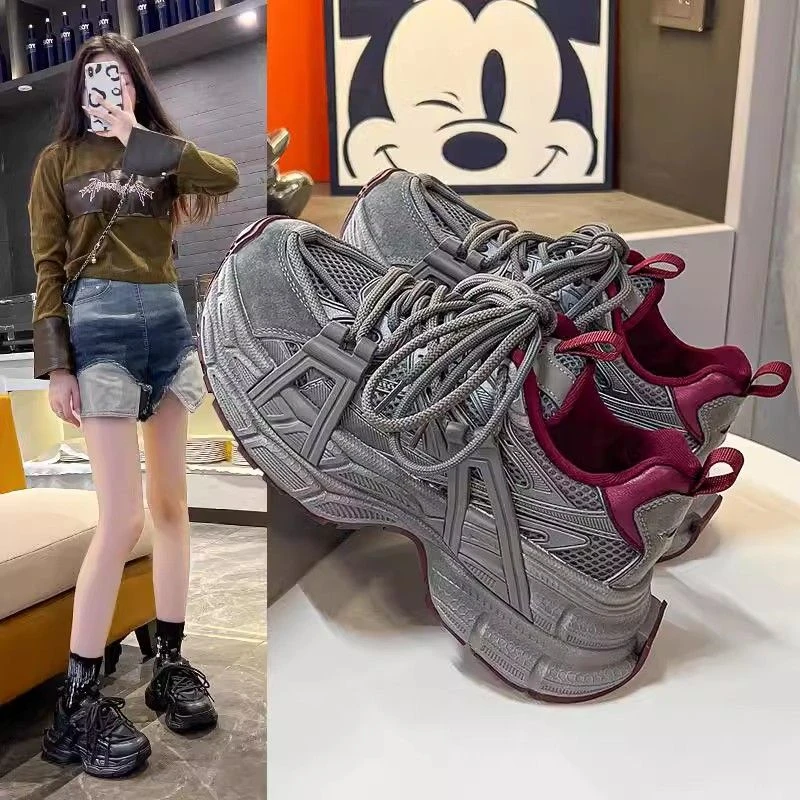 厚底老爹鞋女春季新款网面复古百搭爆款增高显脚小休闲运动单鞋