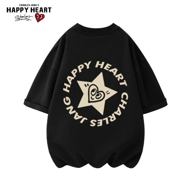 查尔斯桃心 短袖t恤夏季打底衫半袖无性别穿搭爱心印花2024新款