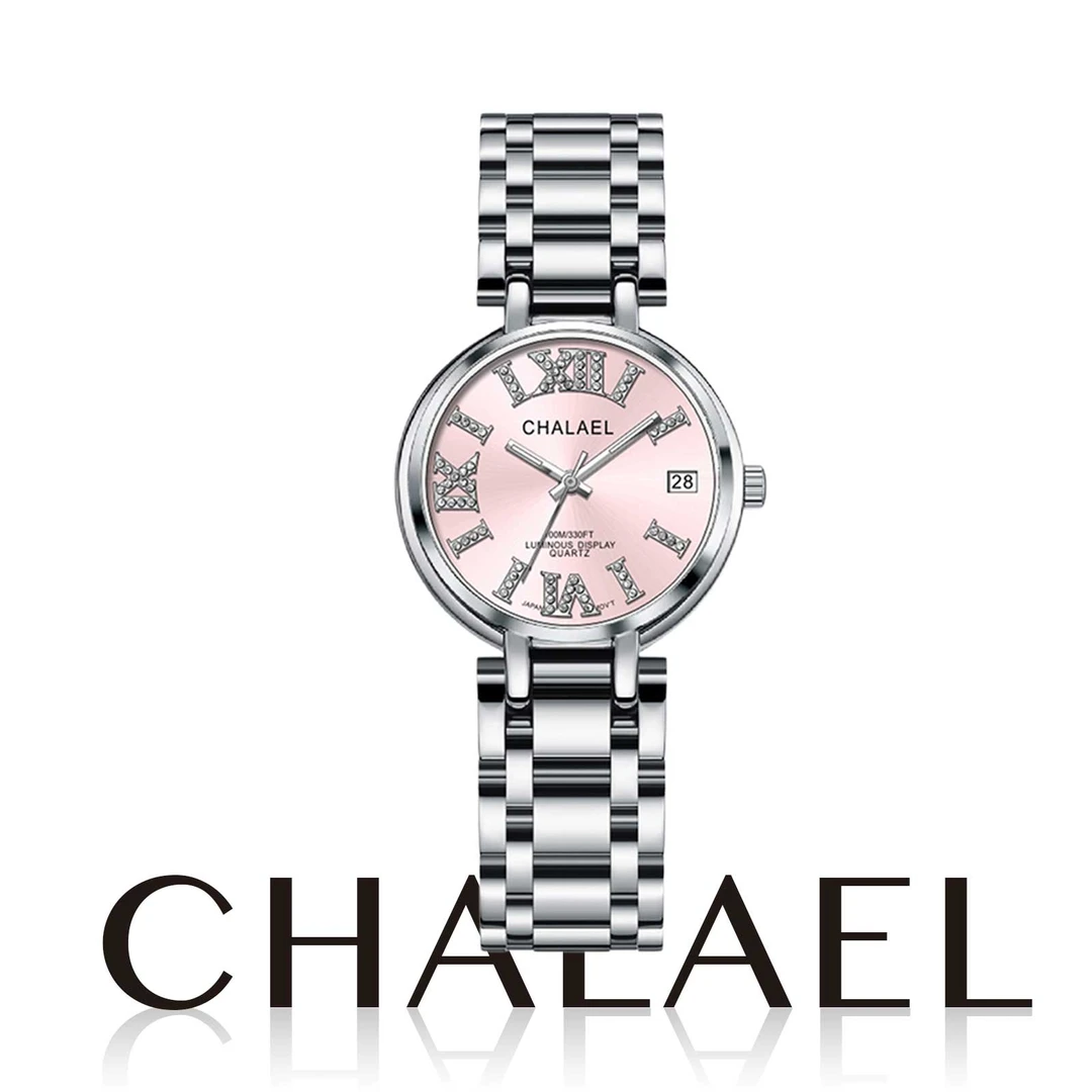 法国品牌商务时尚高端女士手表粉色钢带防水手表女005
