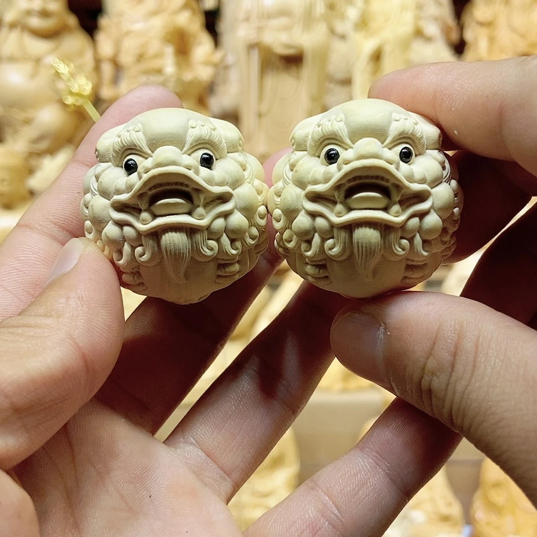 黄杨木龙**爹4.0貔貅手球一对