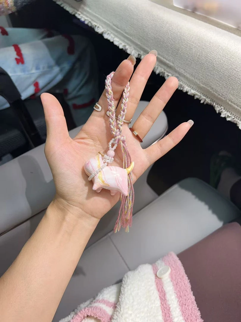 大漆猫咪棉绳挂件A112