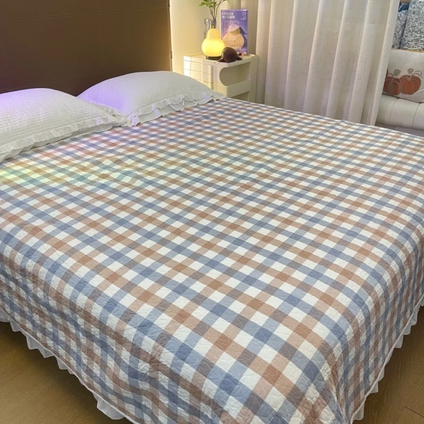 色织格子180*210/230*250床盖新年限定款透气舒适