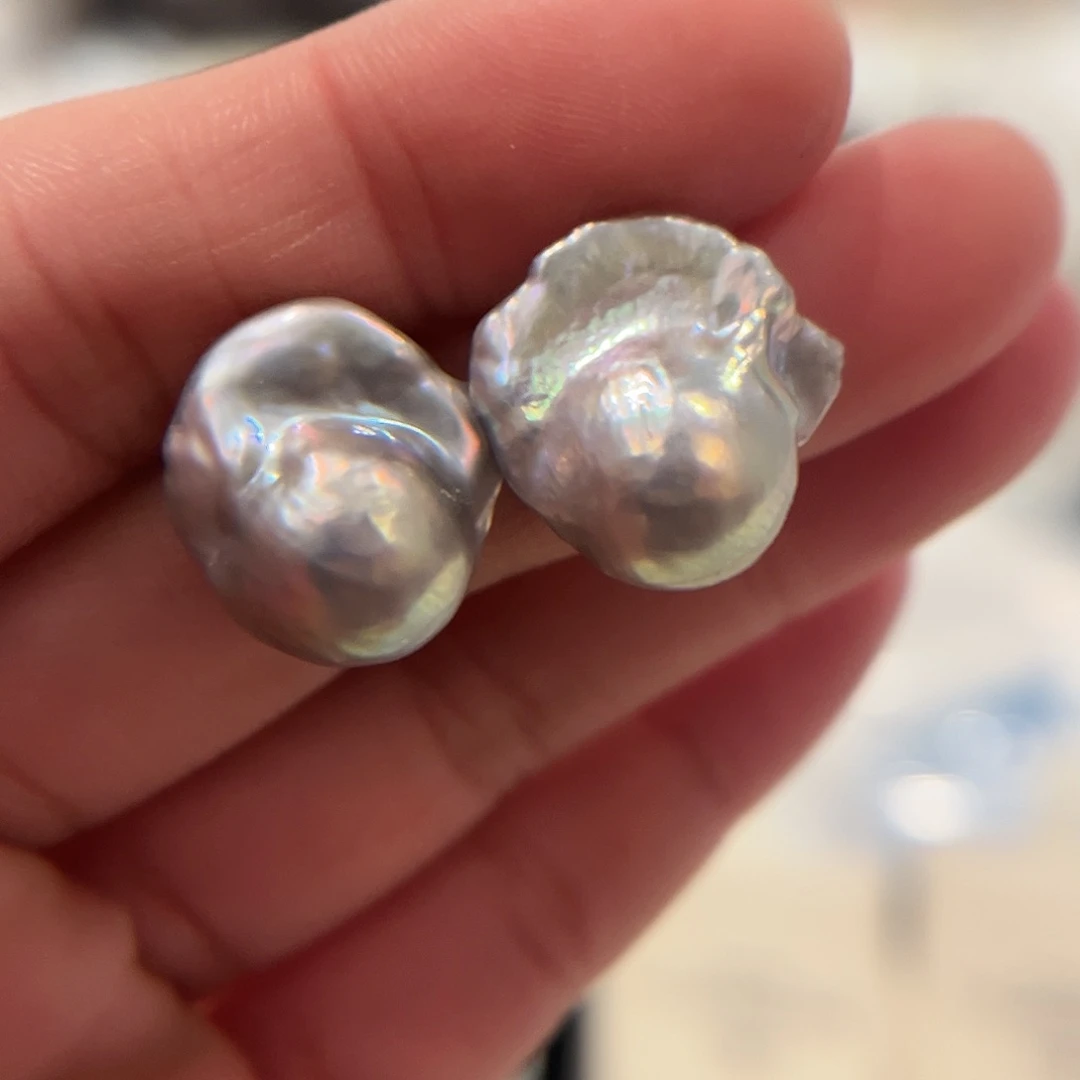 淡水珍珠耳饰银S925镶嵌