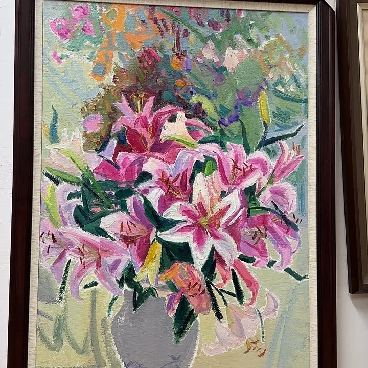 百***果油画百合花尺寸80+120cm