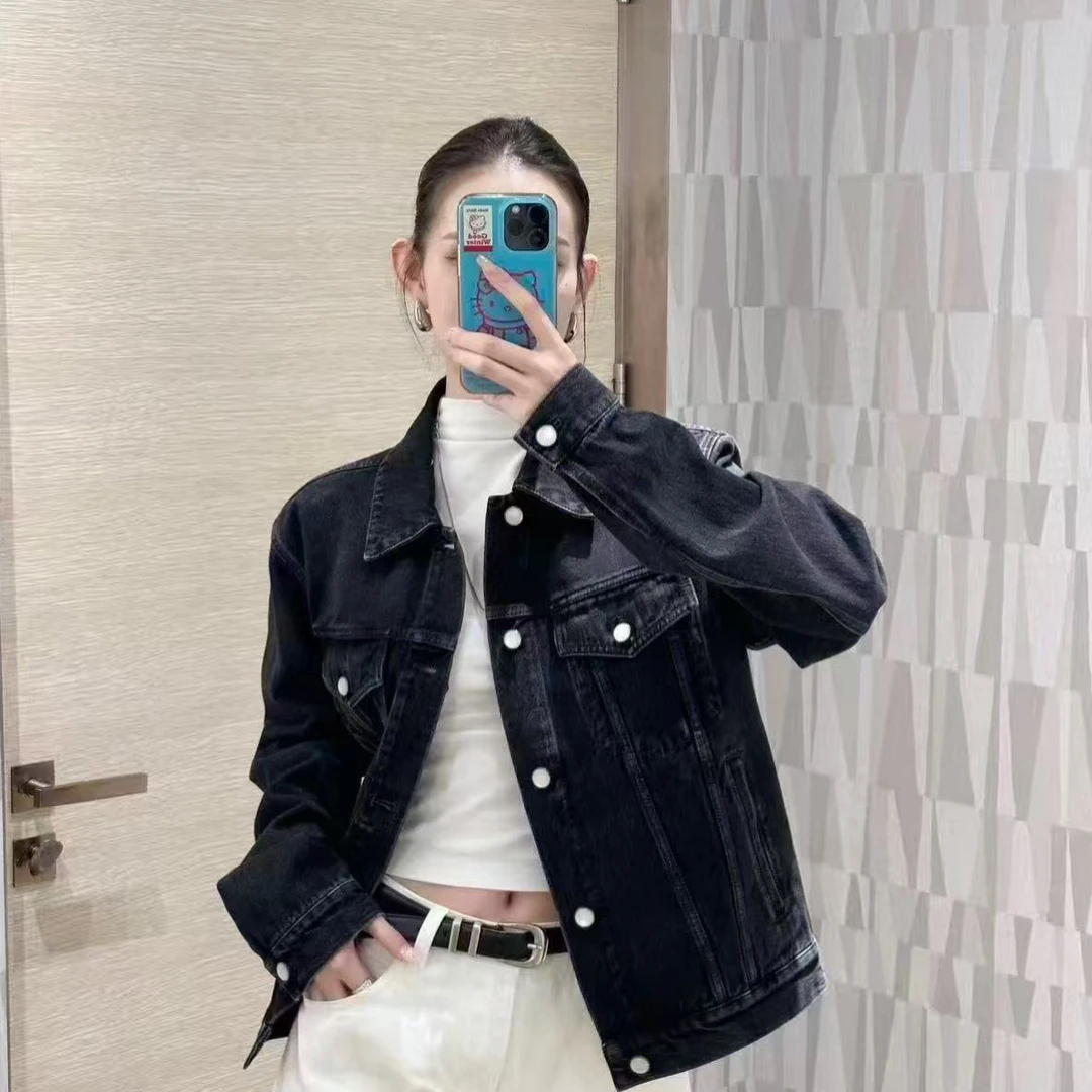 95新 Balenciaga/巴黎世家 xy 黑灰水洗牛仔外套 46码 009753