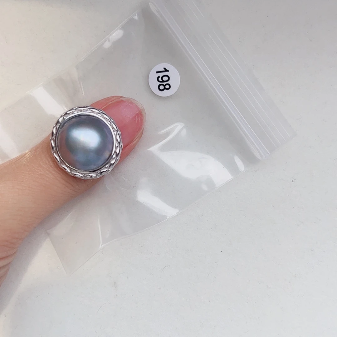拼合珍珠（马贝珠）戒圈银S925镶嵌v****a
