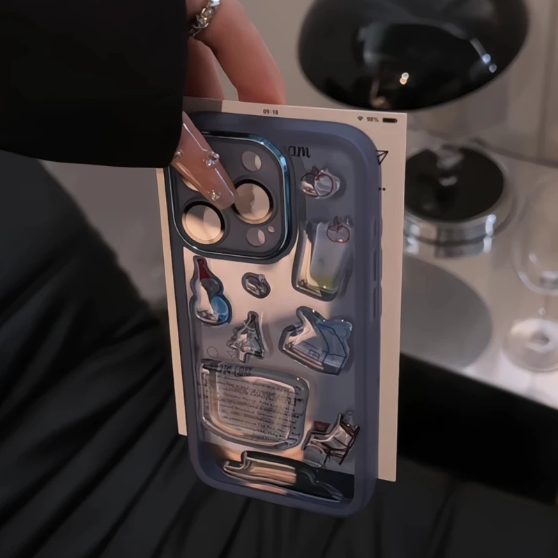 适用苹果16pro金属镜框手机壳iphone15防摔华为mate70pro雪人贴件