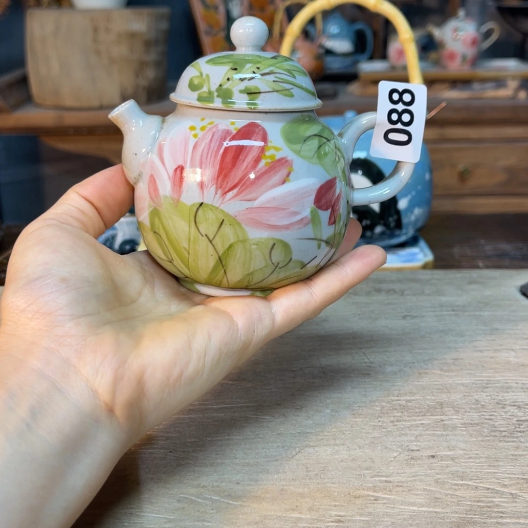 壶素浅陶瓷手工手绘
