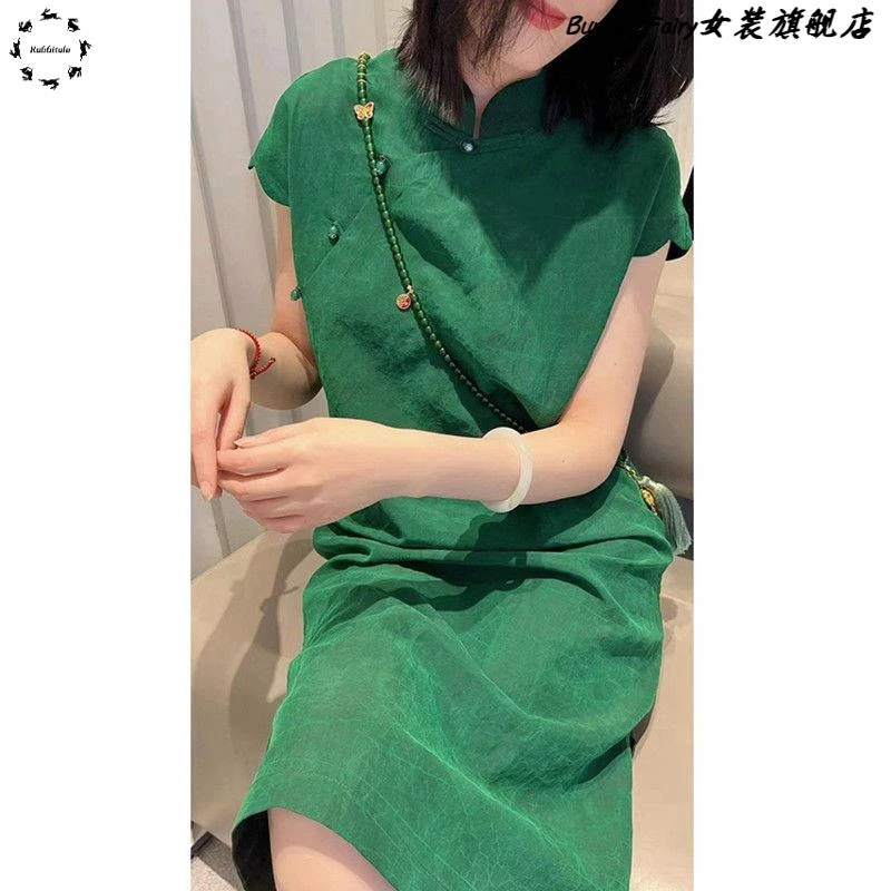 胖mm特大码300斤夏季新中式改良旗袍连衣裙女宽松时尚国风长裙女2