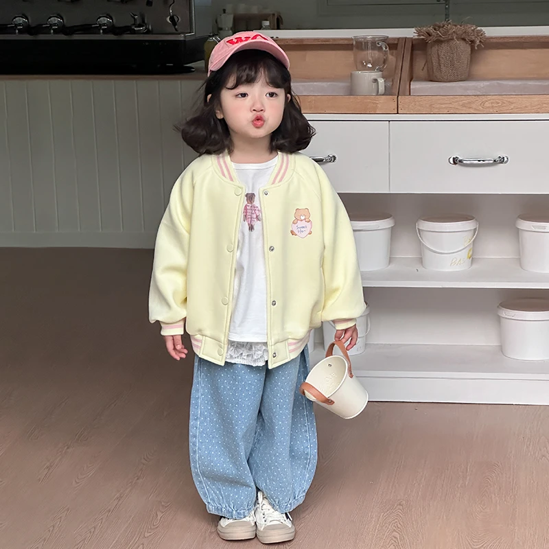 【橘子家】现货~儿童光感棒球服可爱卡通外套小童运动夹克HS61059