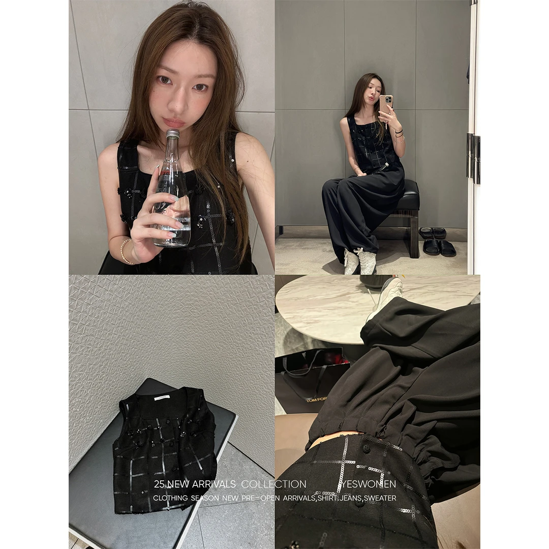 YESWOMEN钉珠方糖套装·亚麻混纺无袖花苞裙&山本裤XYF6355A4233