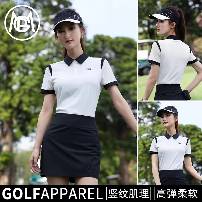 2026高尔夫女装春夏短袖T恤polo衫运动服装女士上衣短裙衣服套装