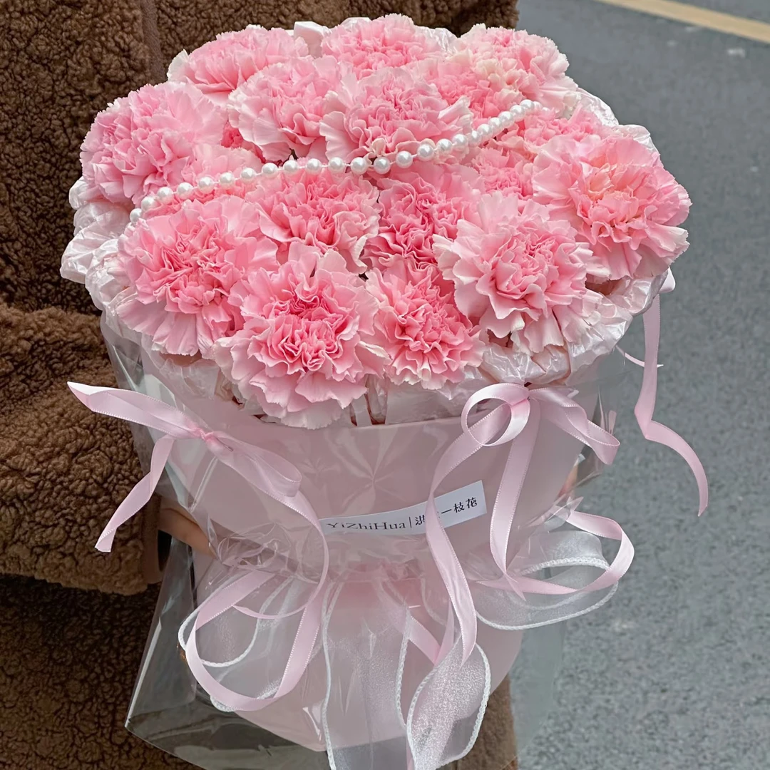 16支粉康乃馨小香风三八母亲节花束