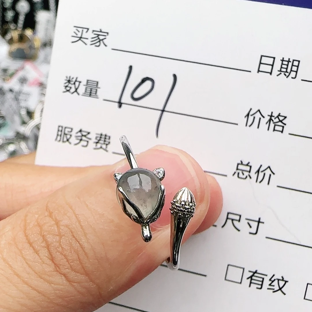 银S925镶嵌戒指翡翠戒指