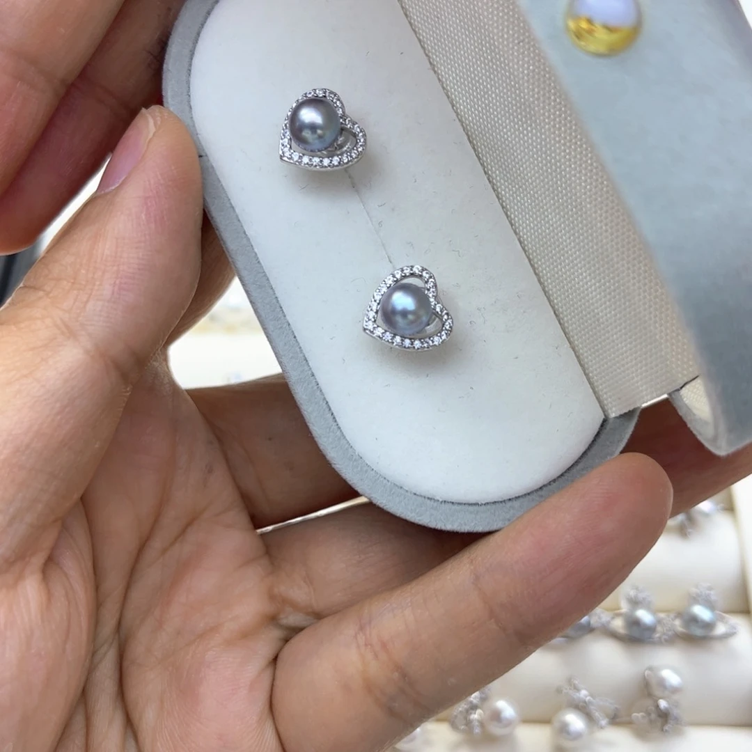 银S925镶嵌海水珍珠耳饰
