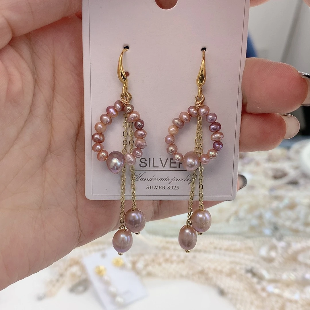 银S925镶嵌耳饰淡水珍珠