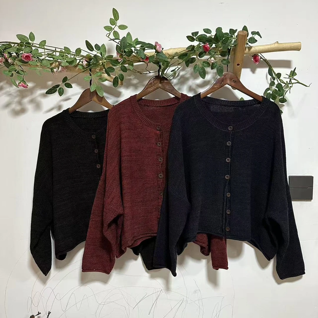 复古圆领针织套头上衣