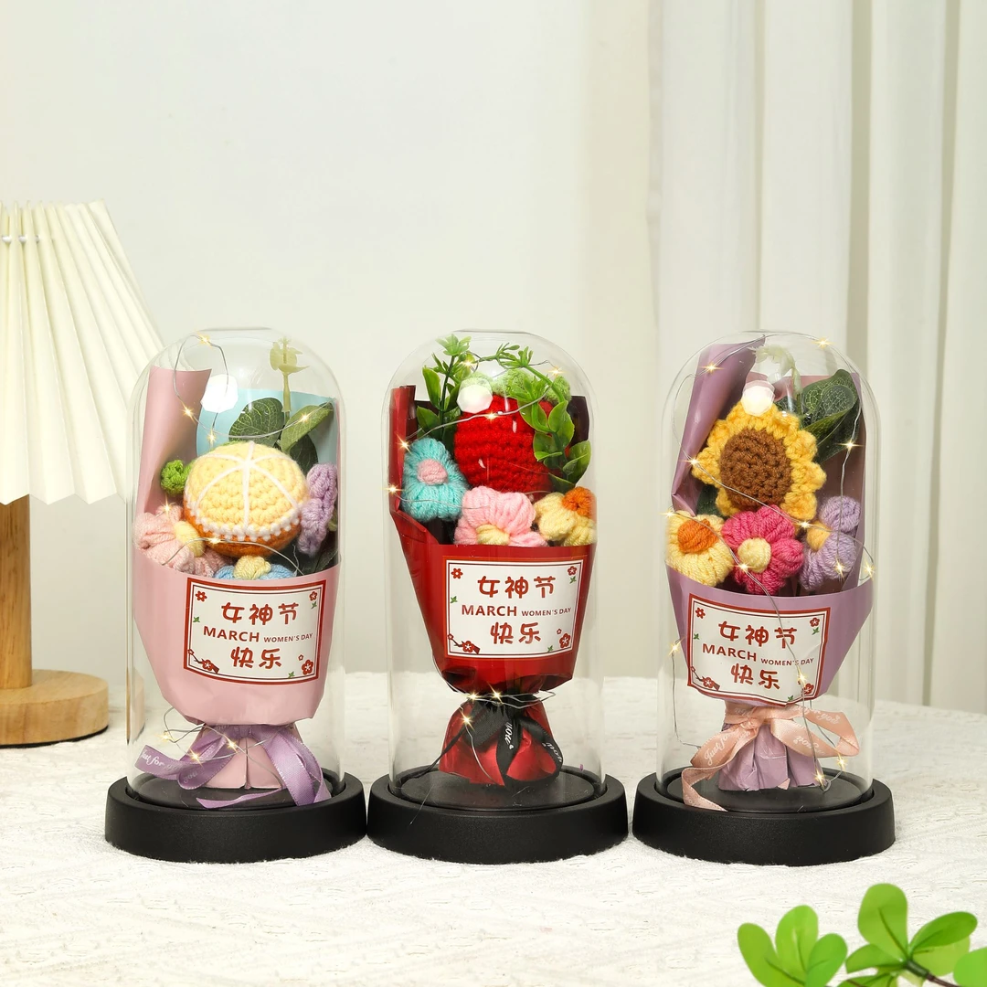 女神节编织针织花毛线花束送员工妈妈母老婆老师三八妇女节礼物