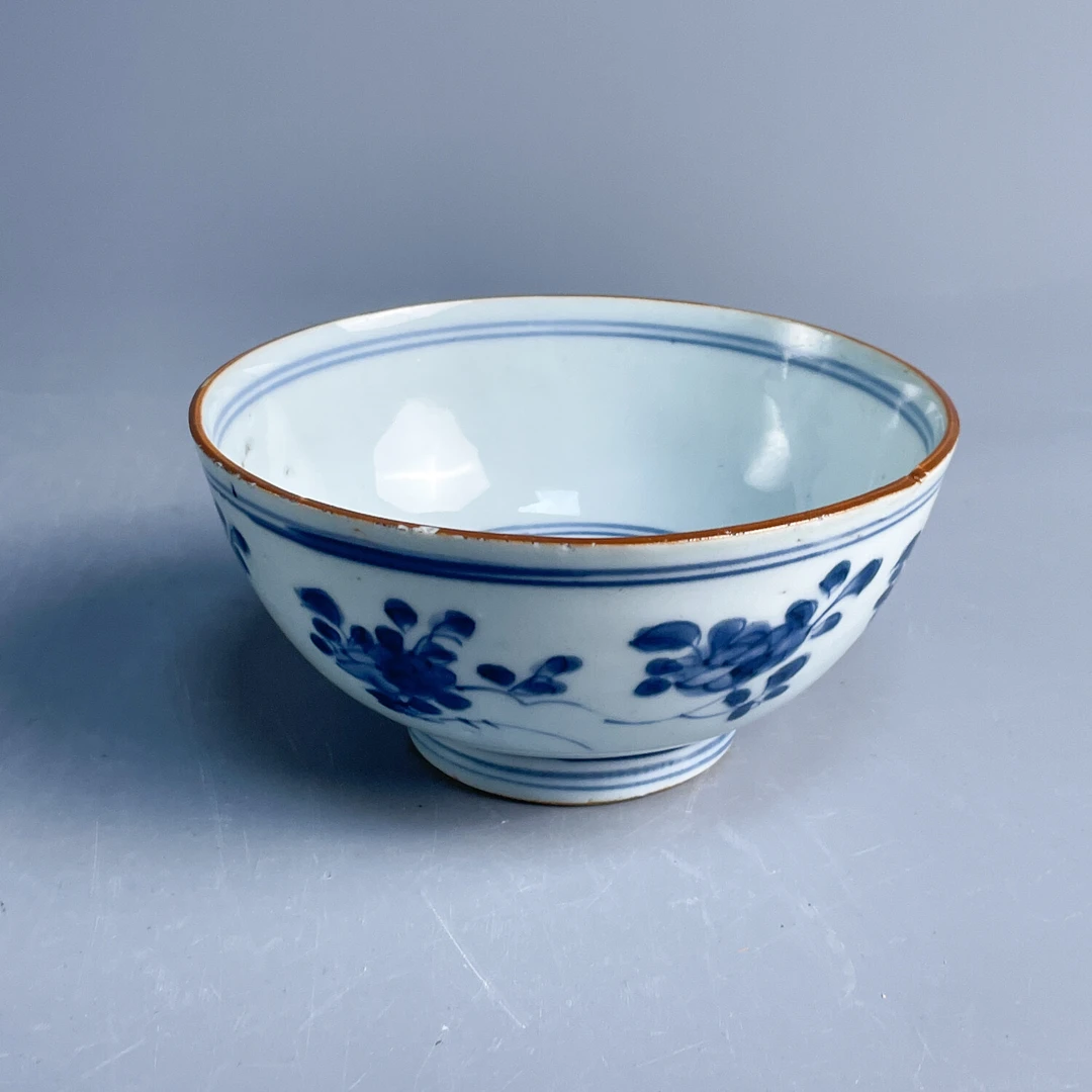 清康熙青花花卉纹碗1-M25LI005F06