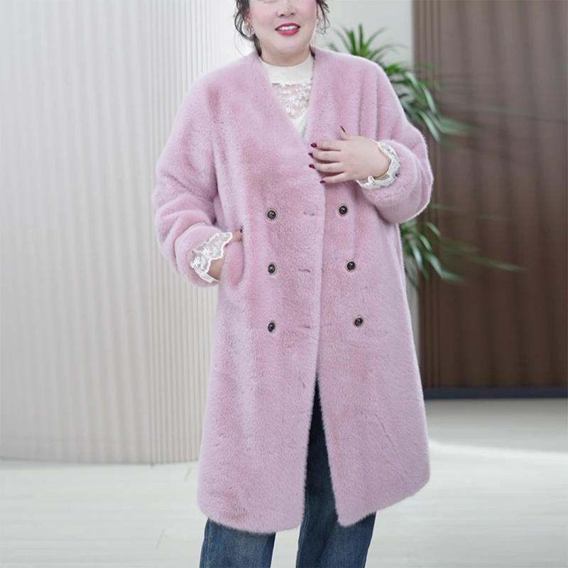 【送围巾送包包】糖果色环保毛毛外套冬季人造皮草大码保暖棉服女潮